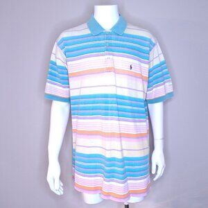 POLO RALPH LAUREN Vintage Polo Shirt XL Vtg 90s PASTEL Multicolor MENS RARE RL